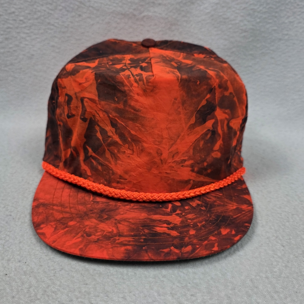 Vintage San Sun Nylon Cap Hat Adult One Size Slideback Orange Smoke Camouflage